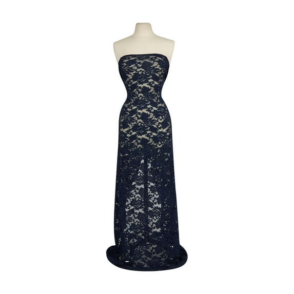 Zelouf Francesca Lace W/ Glitter , Sewing, DIY, Crafts Fabric by the Yard, Navy/navy, 5 Yard