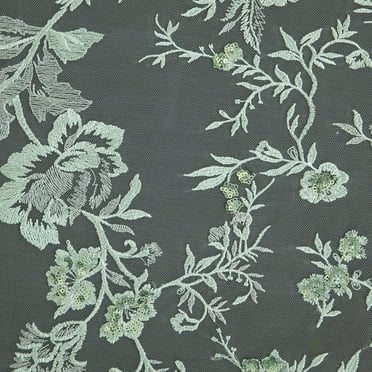 Zelouf Francesca Sequin Embroidery Mesh  , Sewing, DIY, Crafts Fabric by the Yard, Sage, 3 Yard