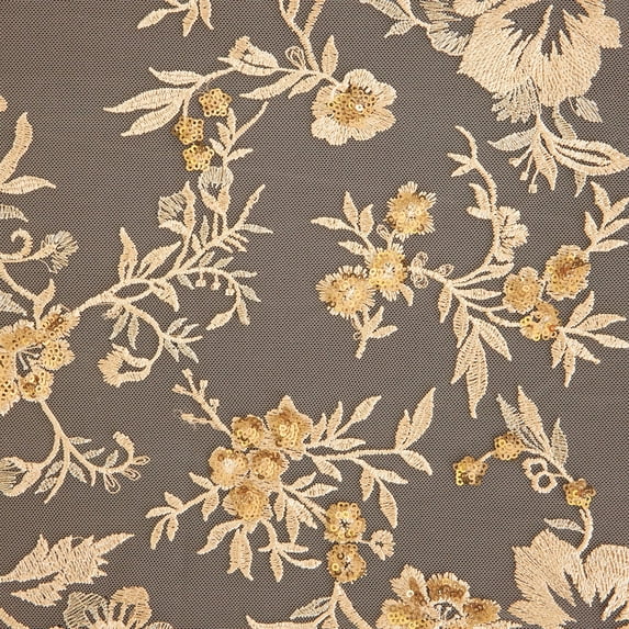 Zelouf Francesca Sequin Embroidery Mesh , Sewing, DIY, Crafts Fabric by the Yard, Sand, 20 Yard
