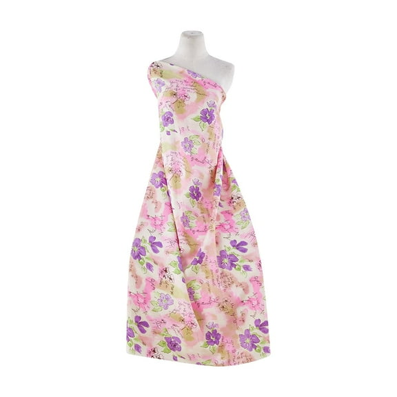 Zelouf French Flower Print On Shantung , Sewing, DIY, Crafts Fabric by the Yard, Lilac, 5 Yard