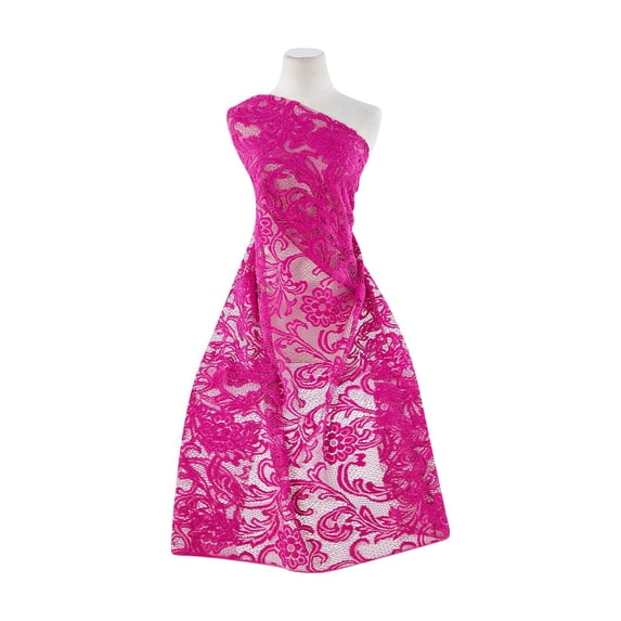 Zelouf French Terry Open Jacquard Lace , Sewing, DIY, Crafts Fabric by the Yard, Cool Fuschia, 20 Yard