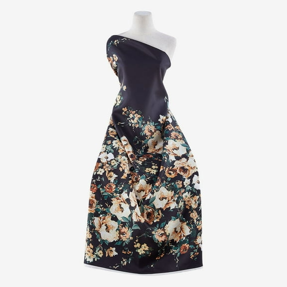 Zelouf Fresh Garden Roses Print Mikado , Sewing, DIY, Crafts Fabric by the Yard, Gold Combo, 7 Yard