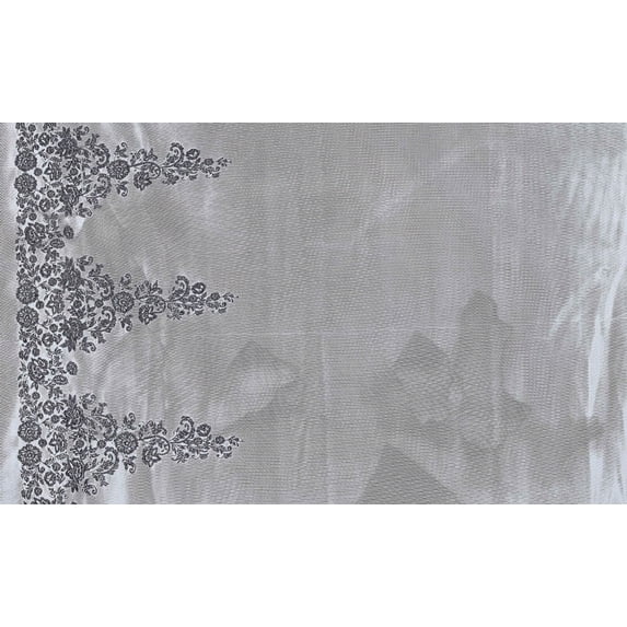 Zelouf Full Bloom Metallic Single Border Mesh , Sewing, DIY, Crafts Fabric by the Yard, White/black, 10 Yard