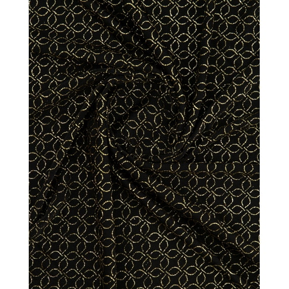 Zelouf Geo Glitter On Slinky Knit , Sewing, DIY, Crafts Fabric by the Yard, Black/gold, 20 Yard