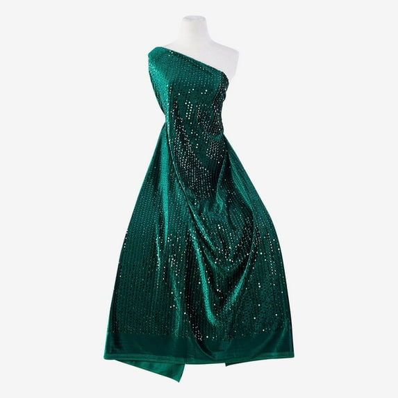 Zelouf Gigi Sequin Embroidery Velvet , Sewing, DIY, Crafts Fabric by the Yard, Arresting Emerald, 7 Yard