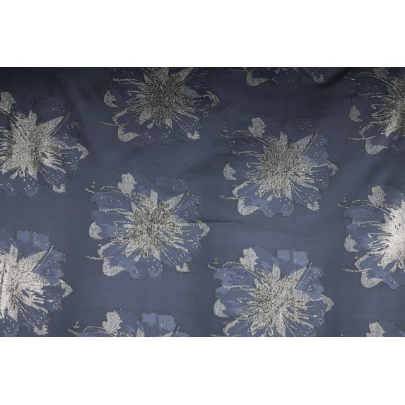 Zelouf Ginger Flower Lurex Jacquard , Sewing, DIY, Crafts Fabric by the Yard, Coal Shadow, 5 Yard