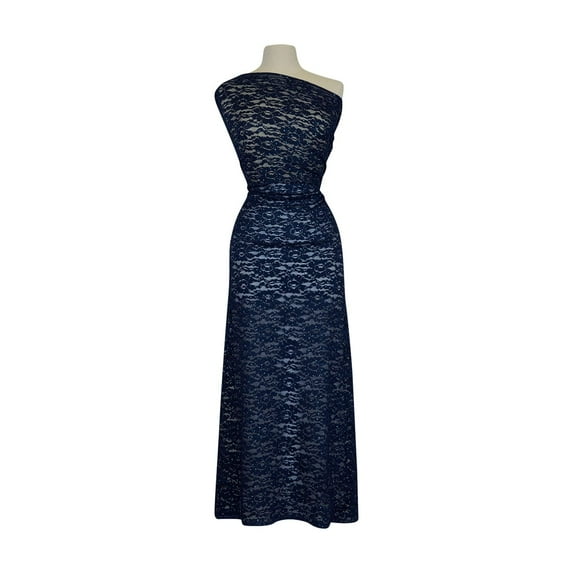 Zelouf Giselle Glitter Lace , Sewing, DIY, Crafts Fabric by the Yard, Navy, 10 Yard