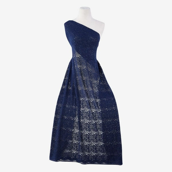 Zelouf Grace Glitter Stretch Lace , Sewing, DIY, Crafts Fabric by the Yard, Arresting Navy, 5 Yard