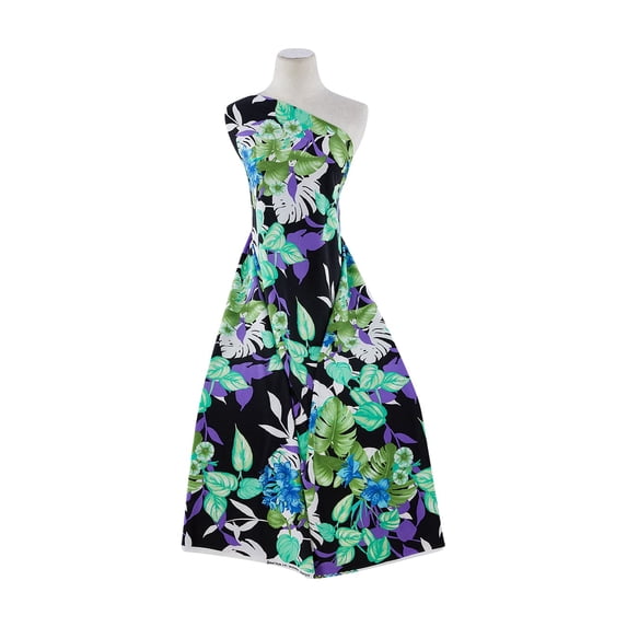 Zelouf Hawaiian Princess On Ity , Sewing, DIY, Crafts Fabric by the Yard, 974 Black/green, 3 Yard