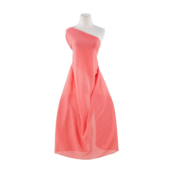 Zelouf Herringbone Jacquard Chiffon , Sewing, DIY, Crafts Fabric by the Yard, Coral, 20 Yard