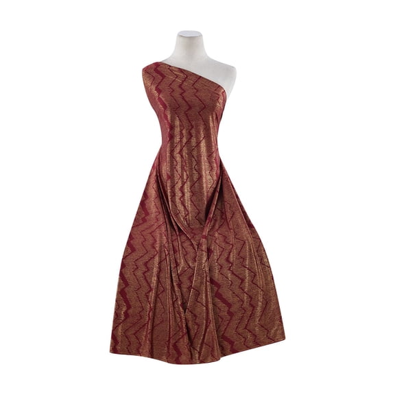 Zelouf Herringbone Zig Zag Foil On Slinky , Sewing, DIY, Crafts Fabric by the Yard, Le Garnet/gold, 5 Yard