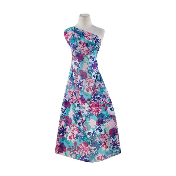 Zelouf High Multi Chiffon Print  , Sewing, DIY, Crafts Fabric by the Yard, 341 Pink/aqua, 3 Yard