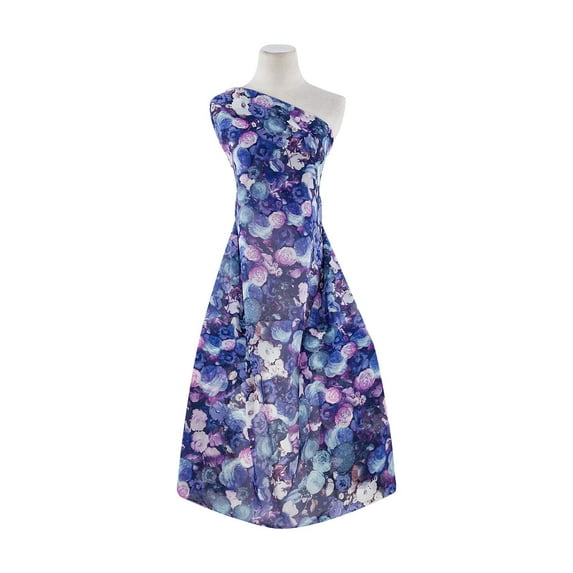 Zelouf High Multi Chiffon Print , Sewing, DIY, Crafts Fabric by the Yard, 461 Blue/orchid, 3 Yard