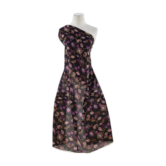 Zelouf High Multi Chiffon Print , Sewing, DIY, Crafts Fabric by the Yard, 962 Blk/violet, 20 Yard
