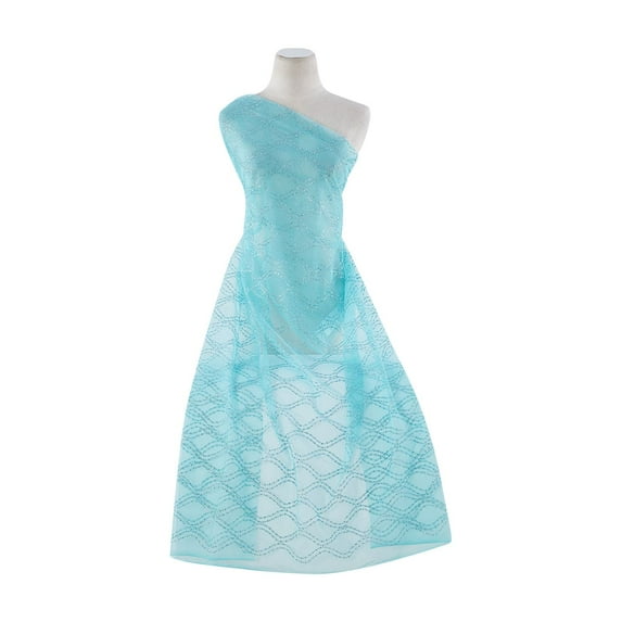Zelouf Hour Glass Glitter On Tulle , Sewing, DIY, Crafts Fabric by the Yard, Aqua Parfait, 3 Yard
