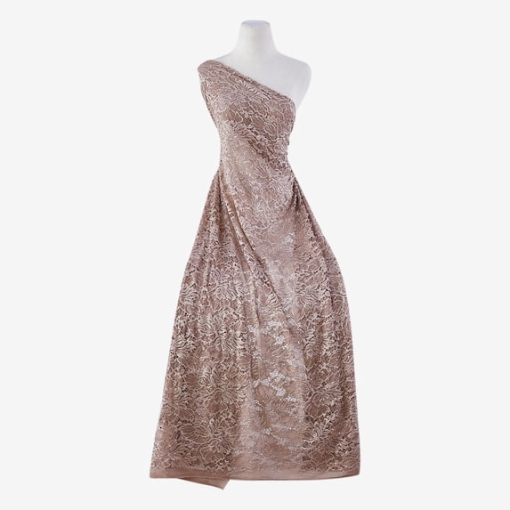 Zelouf Indie Floral Lace W/sequins , Sewing, DIY, Crafts Fabric by the Yard, Mocha Mist, 20 Yard
