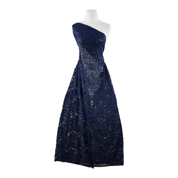 Zelouf Indie Floral Lace W/sequins , Sewing, DIY, Crafts Fabric by the Yard, Navy Delight, 5 Yard