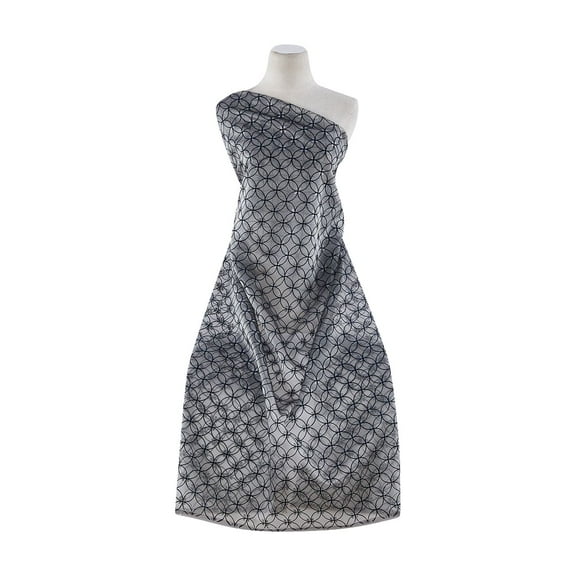 Zelouf Iridescent Organza With Flock & Outline Glitter 2X  , Sewing, DIY, Crafts Fabric by the Yard, Gunmetal, 7 Yard