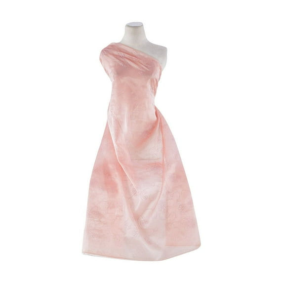 Zelouf Irr Organza With Profile Butterfly Chain Emb. , Sewing, DIY, Crafts Fabric by the Yard, Glimmer Coral, 20 Yard