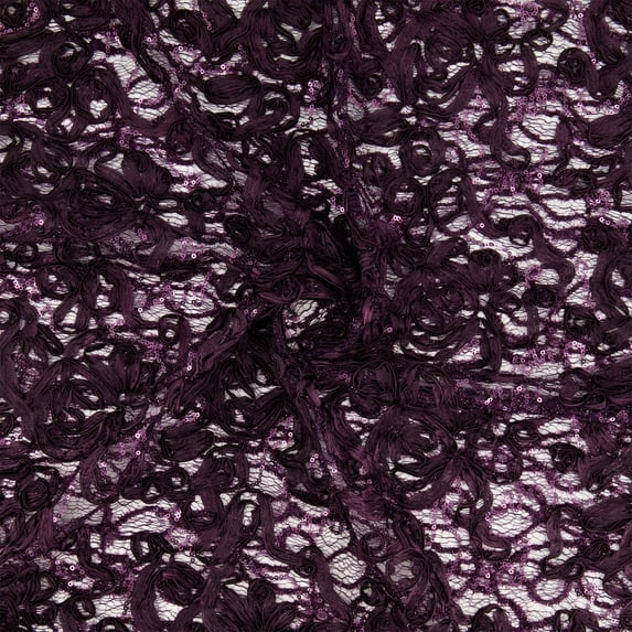 Zelouf Janet Ribbon Soutache Lace Mesh , Sewing, DIY, Crafts Fabric by the Yard, Baroque Plum, 7 Yard