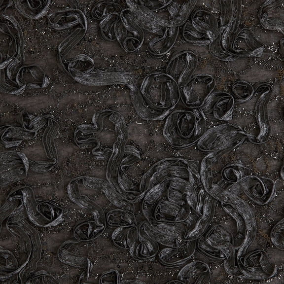 Zelouf Janet Ribbon Soutache Lace Mesh , Sewing, DIY, Crafts Fabric by the Yard, Black, 20 Yard