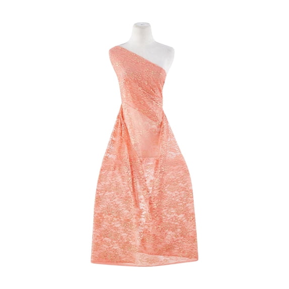 Zelouf Jasmine Gold Metallic Lace , Sewing, DIY, Crafts Fabric by the Yard, Peach Melba, 7 Yard