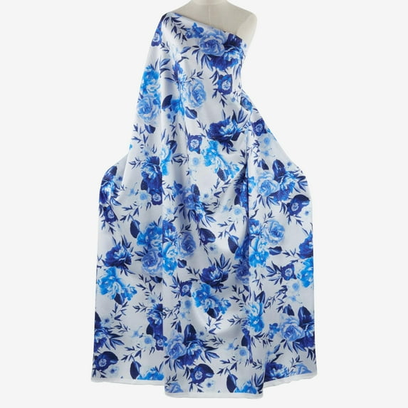 Zelouf Jennie Print Foil Mikado , Sewing, DIY, Crafts Fabric by the Yard, Cobalt Tonal, 20 Yard