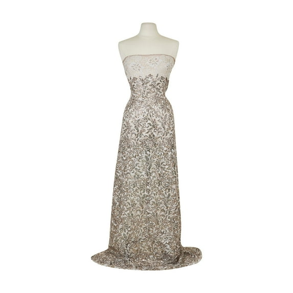 Zelouf Joanna Corded Embroidery Lace Mesh , Sewing, DIY, Crafts Fabric by the Yard, Charming Sand, 3 Yard