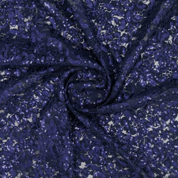 Zelouf Joanna Corded Embroidery Lace Mesh , Sewing, DIY, Crafts Fabric by the Yard, Lovely Navy, 20 Yard