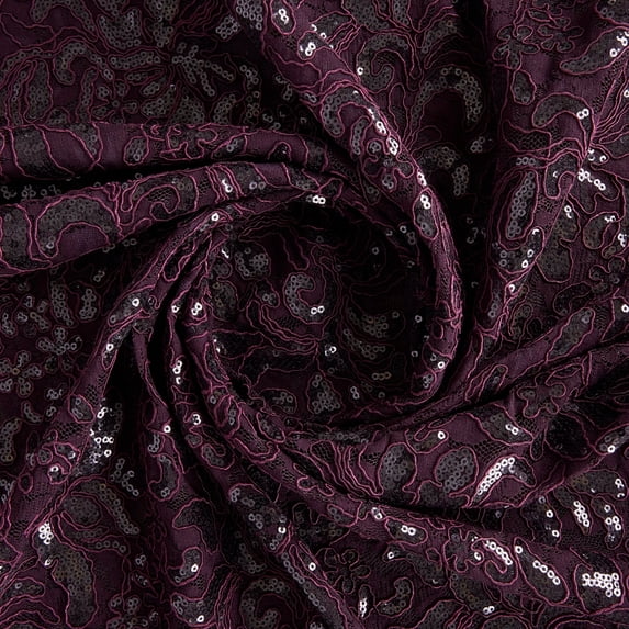 Zelouf Joanna Corded Embroidery Lace Mesh , Sewing, DIY, Crafts Fabric by the Yard, Lush Plum, 10 Yard