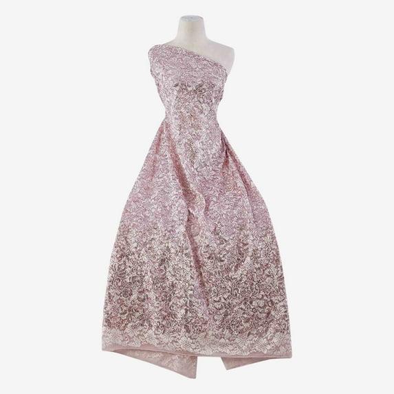 Zelouf Joanna Corded Embroidery Lace Mesh , Sewing, DIY, Crafts Fabric by the Yard, Serene Rose, 50 Yard