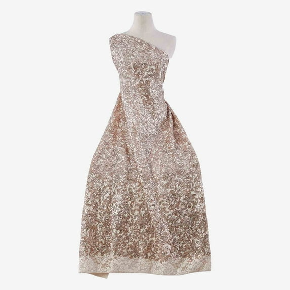 Zelouf Joanna Corded Embroidery Lace Mesh , Sewing, DIY, Crafts Fabric by the Yard, Serene Sand, 3 Yard