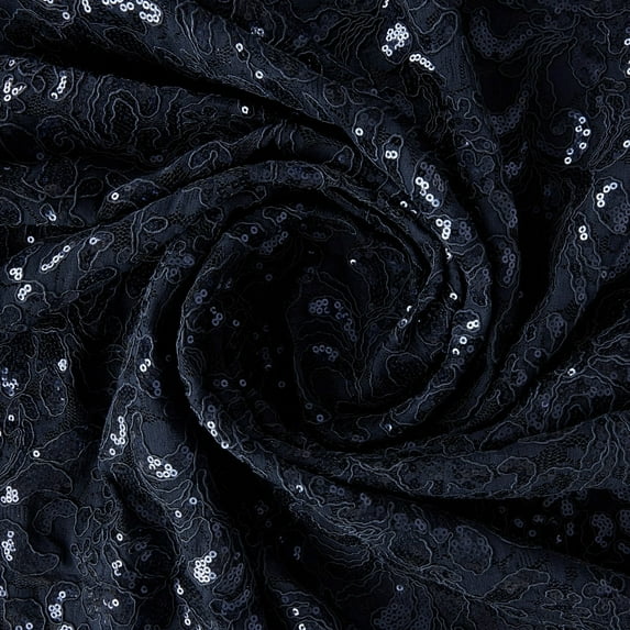 Zelouf Joanna Corded Embroidery Lace Mesh , Sewing, DIY, Crafts Fabric by the Yard, Winter Navy, 1 Yard