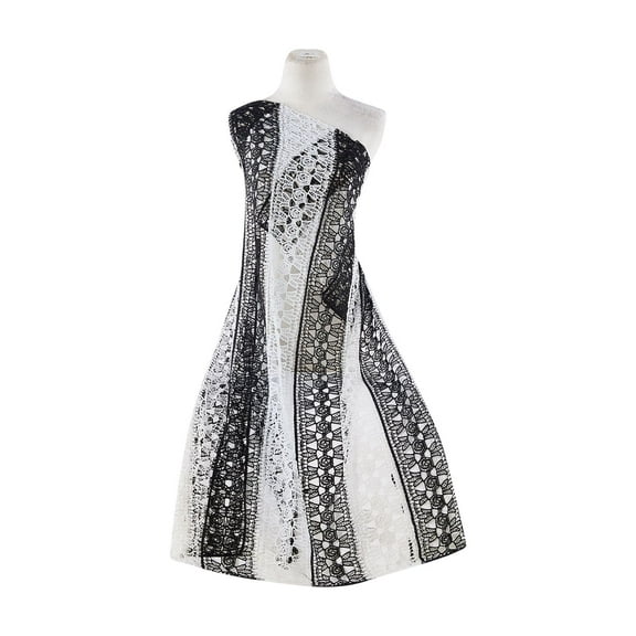 Zelouf Juliette 2 Tone Lace  , Sewing, DIY, Crafts Fabric by the Yard, Black/white, 3 Yard