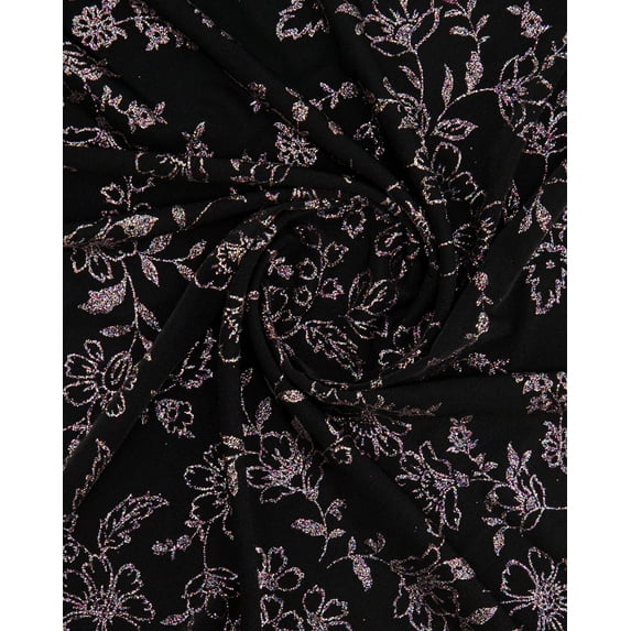 Zelouf Juno Glitter On Slinky Knit , Sewing, DIY, Crafts Fabric by the Yard, Black/multi, 1 Yard