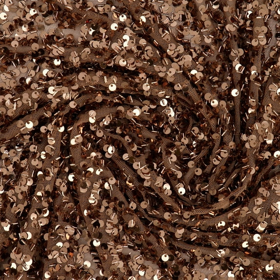 Zelouf Karina Allover Bead Sequin On Stretch Mesh , Sewing, DIY, Crafts Fabric by the Yard, Sand, 20 Yard
