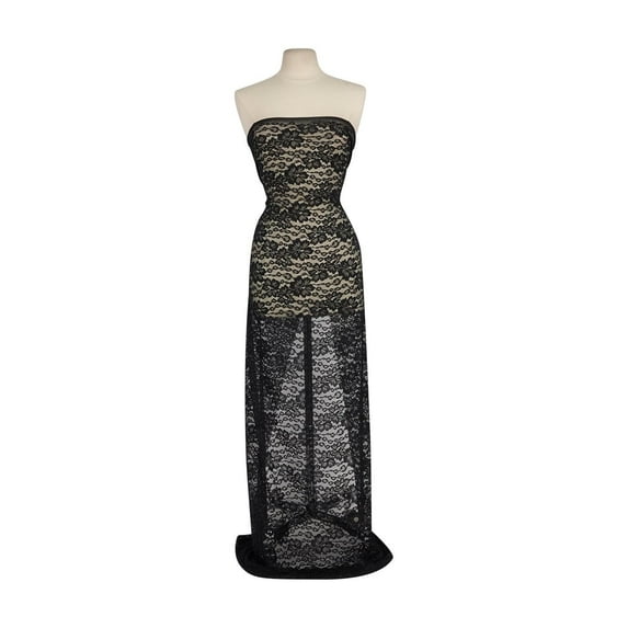 Zelouf Kaylani Stretch Lace , Sewing, DIY, Crafts Fabric by the Yard, Black, 7 Yard
