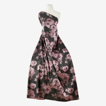 Zelouf Kiva Peony Jacquard  , Sewing, DIY, Crafts Fabric by the Yard, Black/mauve, 5 Yard