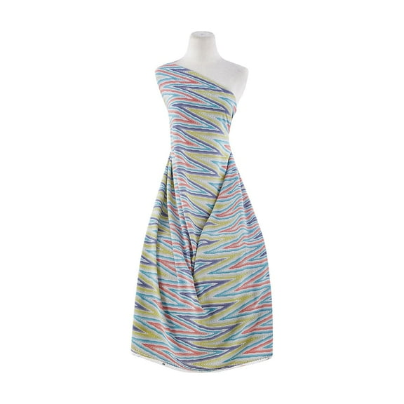 Zelouf Knoll Retro Chevron On Skylar Rayon Crepe , Sewing, DIY, Crafts Fabric by the Yard, 437 Aqua/lime, 3 Yard