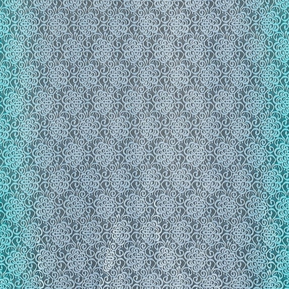 Zelouf Lace Ombre Glitter Scallop , Sewing, DIY, Crafts Fabric by the Yard, Seafoam/turq, 5 Yard