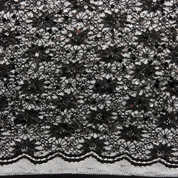 Zelouf Larsen Floral Lace , Sewing, DIY, Crafts Fabric by the Yard, Black, 5 Yard