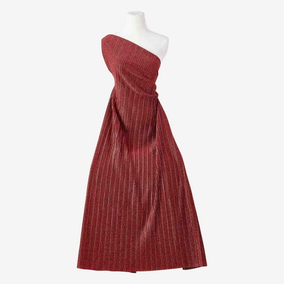 Zelouf Laura Lurex Mix Pleated Knit , Sewing, DIY, Crafts Fabric by the Yard, Arresting Red, 3 Yard