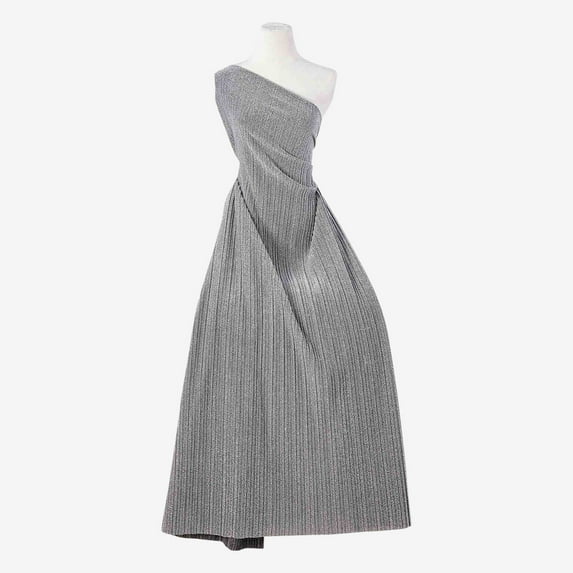 Zelouf Laura Lurex Mix Pleated Knit , Sewing, DIY, Crafts Fabric by the Yard, Elegant Silver, 20 Yard