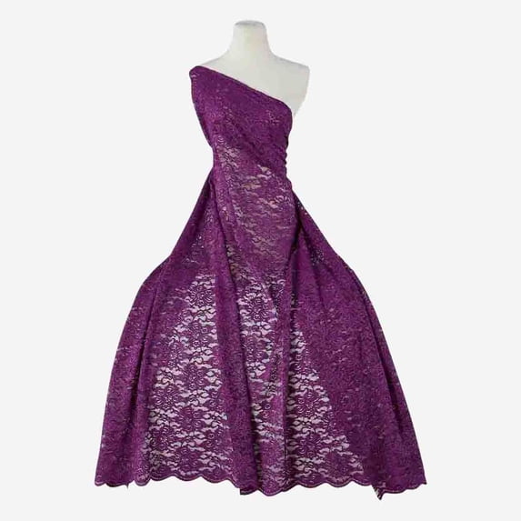 Zelouf Laurel Floral Scallop Glitter Lace , Sewing, DIY, Crafts Fabric by the Yard, Amethyst Deligh, 3 Yard