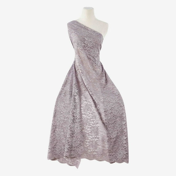 Zelouf Laurel Floral Scallop Glitter Lace , Sewing, DIY, Crafts Fabric by the Yard, Violet Mist, 10 Yard