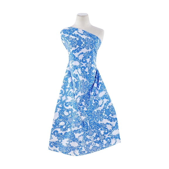 Zelouf Lawn Print  , Sewing, DIY, Crafts Fabric by the Yard, 141 Wht/blue, 5 Yard