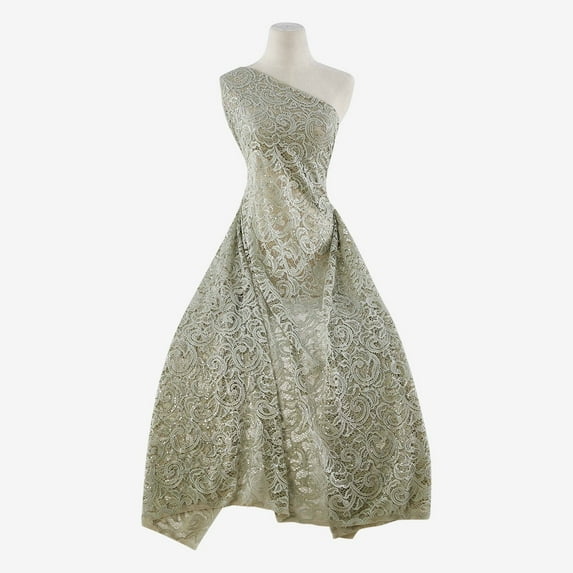 Zelouf Legacy Stretch Sequin Lace , Sewing, DIY, Crafts Fabric by the Yard, Dove Mist, 5 Yard