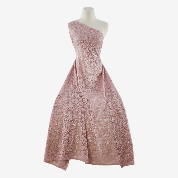 Zelouf Legacy Stretch Sequin Lace , Sewing, DIY, Crafts Fabric by the Yard, Elegant Mauve, 1 Yard