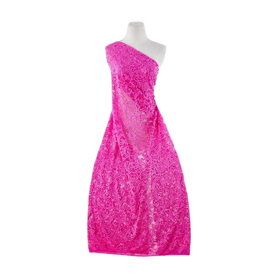 Zelouf Legacy Stretch Sequin Lace , Sewing, DIY, Crafts Fabric by the Yard, Fuchsia Drama, 3 Yard