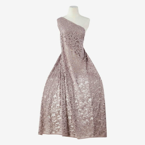 Zelouf Legacy Stretch Sequin Lace , Sewing, DIY, Crafts Fabric by the Yard, Mauve Shadow, 50 Yard